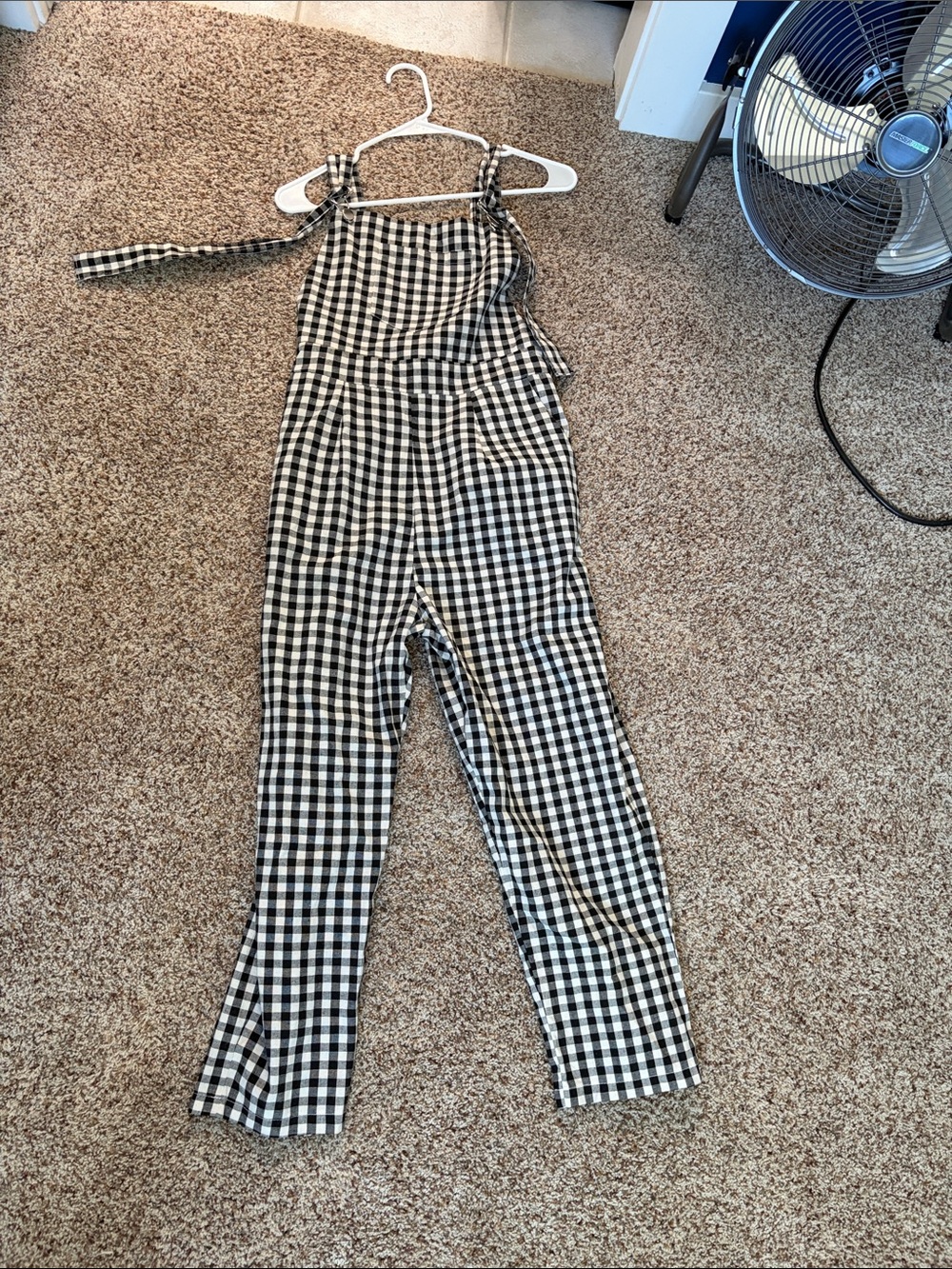 Gingham Tie-Strap Jumpsuit - Black & White